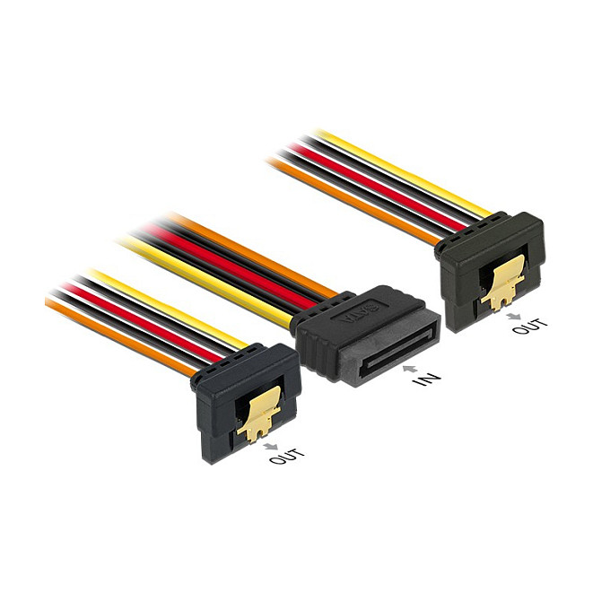 Kabel za napajanje DELOCK SATA 15-pinski (M) na 2x SATA 15-pinski (Ž) razdjelnik, 15 cm-0