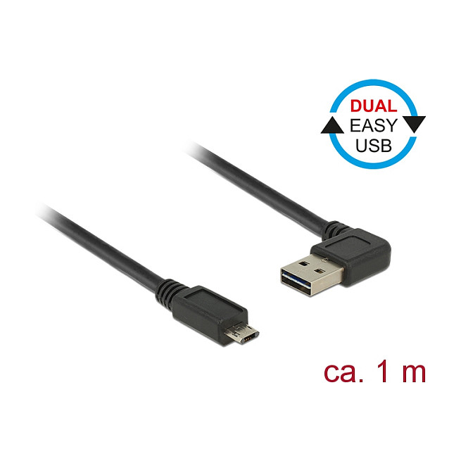 USB kabel DELOCK EASY-USB 2.0 A (kutni) na Micro-B M/M 1m-1
