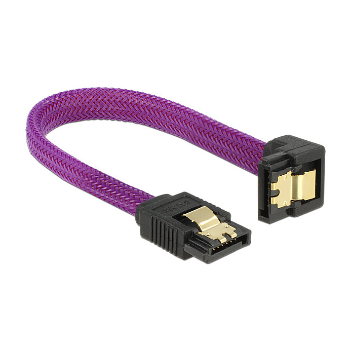 SATA kabel DELOCK 6 Gb/s 10 cm (ravni na donji kutni konektor, ljubičasti)-0