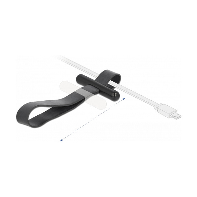 Vezica za kabele DELOCK s gumenom omčom 150 x 12 mm (crna, 10 komada)-1