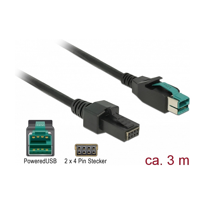 PoweredUSB kabel DELOCK 85484 (12V na 2x4-pin, 3m) za POS pisače-0