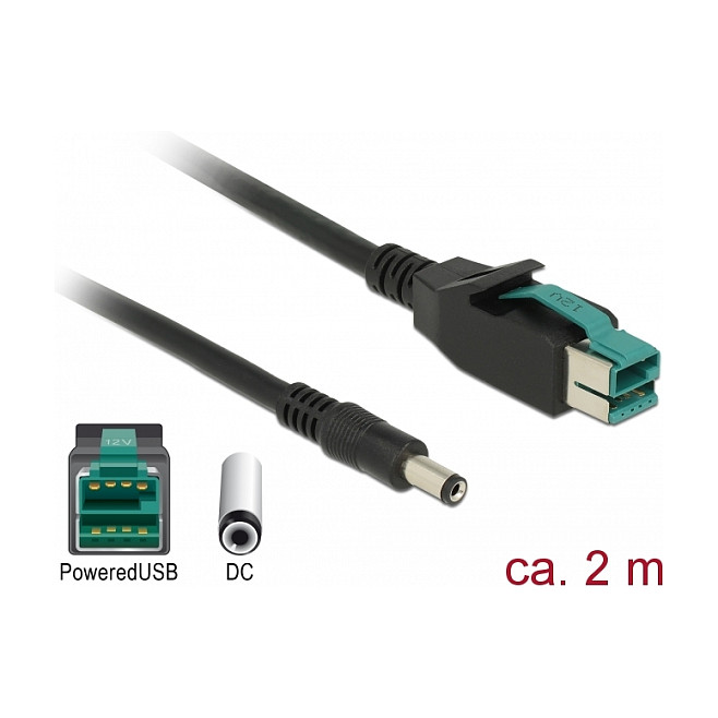 PoweredUSB kabel DELOCK 85498 (12V na DC 5.5x2.1mm, 2m)-0