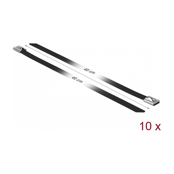 Set vezica za kabele DELOCK od nehrđajućeg čelika 10 kom (400 x 7.9 mm, crne, do 135 kg)-1