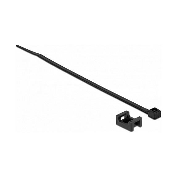Nosač za vezice s vijkom DELOCK 15 x 10 mm (s vezicom 200 x 3.6 mm, crni, 10 kom)-0