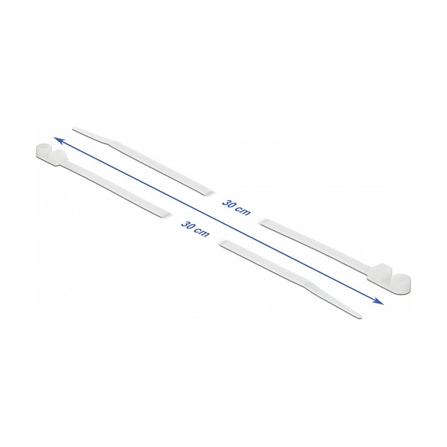 Vezice za kabele DELOCK s rupom za montažu (300 x 4.8 mm, bijele, 10 komada)-1