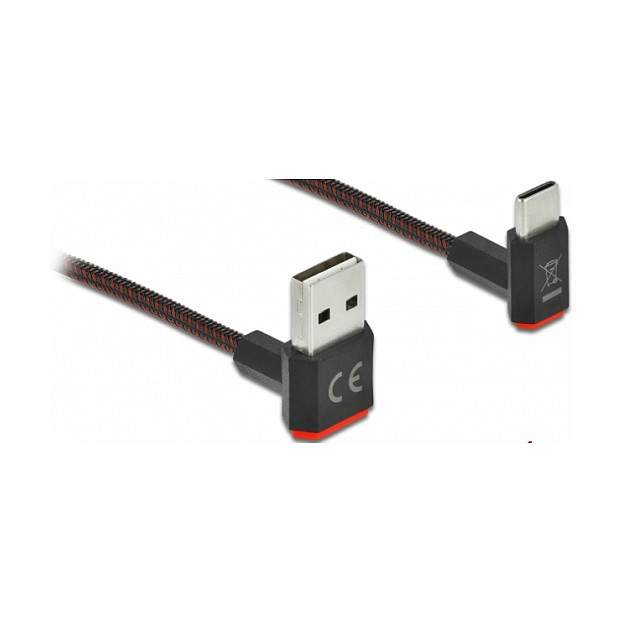 USB kabel DELOCK EASY-USB 2.0 A na USB-C kutni 1m (reverzibilni A konektor, 480 Mbps)-0