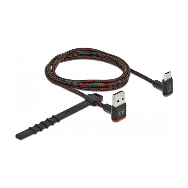 USB kabel DELOCK EASY-USB 2.0 A na USB-C kutni 1m (reverzibilni A konektor, 480 Mbps)-1