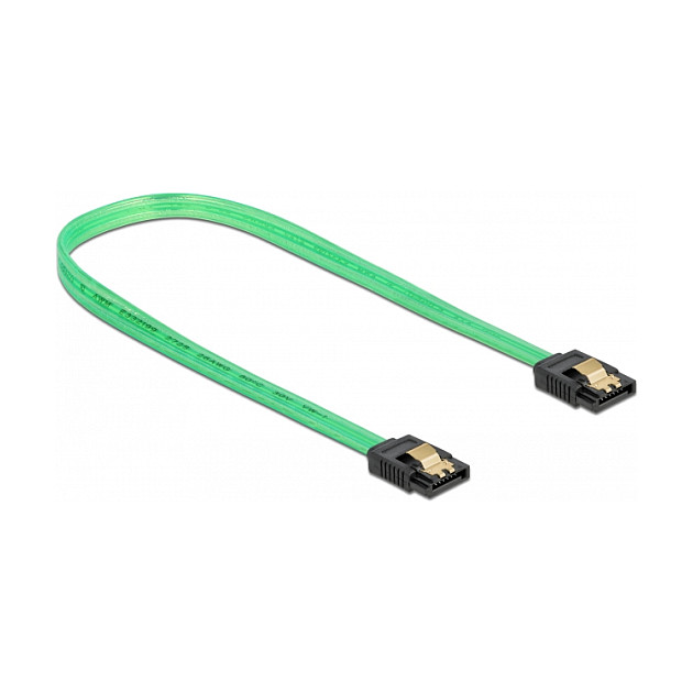 SATA kabel DELOCK 82112 (70 cm, 6 Gb/s, UV efekt, zeleni)
