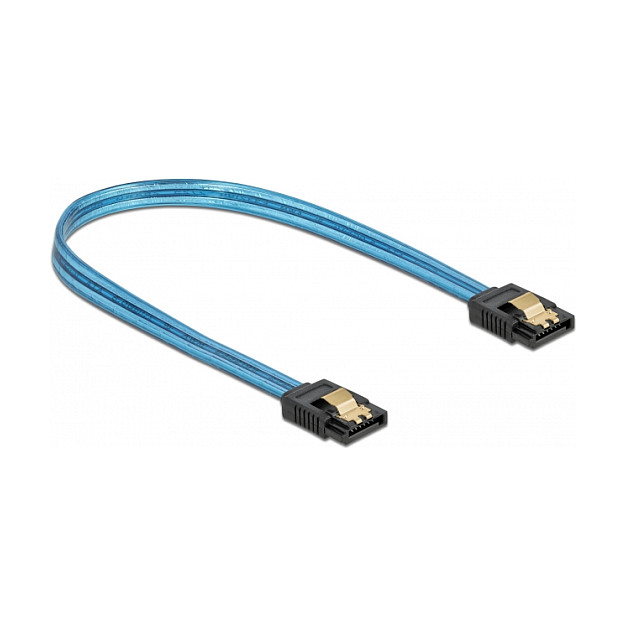 SATA kabel DELOCK 6 Gb/s (20 cm, UV plavi, metalne kopče)-0