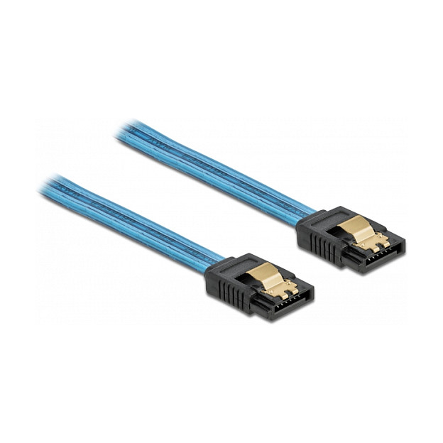 SATA kabel DELOCK 6 Gb/s (20 cm, UV plavi, metalne kopče)-1