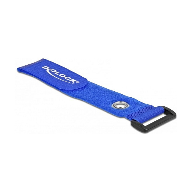Vezice za kablove DELOCK čičak s omčom i rupom za montažu (280 x 38 mm, plave, 3 kom)-0