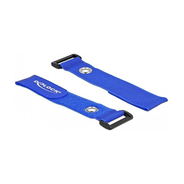 Vezice za kablove DELOCK čičak s omčom i rupom za montažu (280 x 38 mm, plave, 3 kom)-1