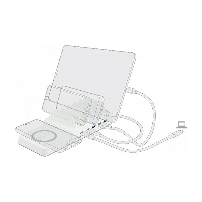 Stolni punjač DELOCK 41450 (110W, 2x USB-C PD, 3x USB-A QC 3.0, Bežično punjenje)-3
