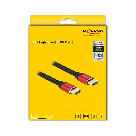 HDMI kabel DELOCK 85774 Ultra High Speed (8K 60Hz, 48 Gbps, 2m, crveni)-1