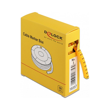Oznake za kablove DELOCK Box Nr. 3 (žute, 500 kom, za kablove 3-6 mm)