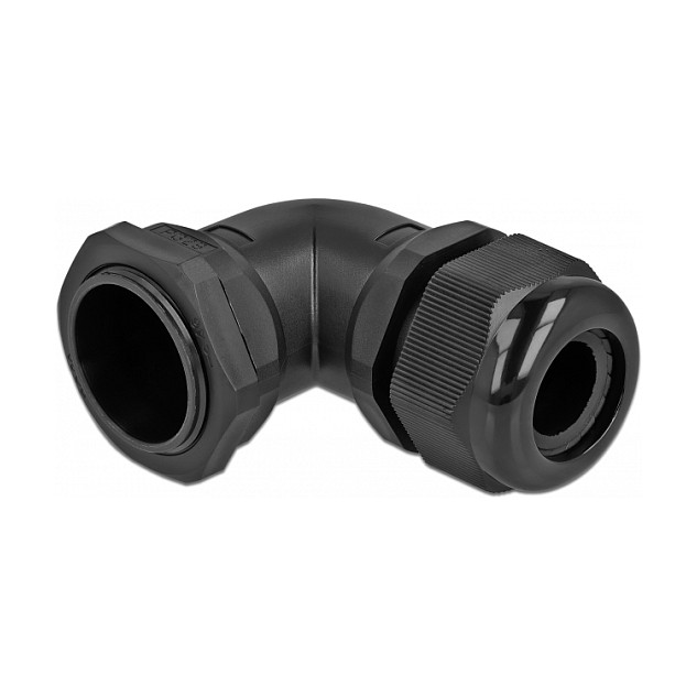 Uvodnica za kabel DELOCK PG29 90° kutna (IP68, 18-25 mm, crna)