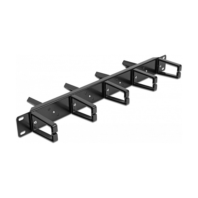 Panel za kablove DELOCK 19" 1U s 9 nosača (5 vertikalnih, 4 pod 45°)