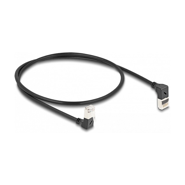 Mrežni kabel DELOCK RJ45 Cat.6A S/FTP Slim 0.5m kutni 90° (LSZH, 36 AWG)-0