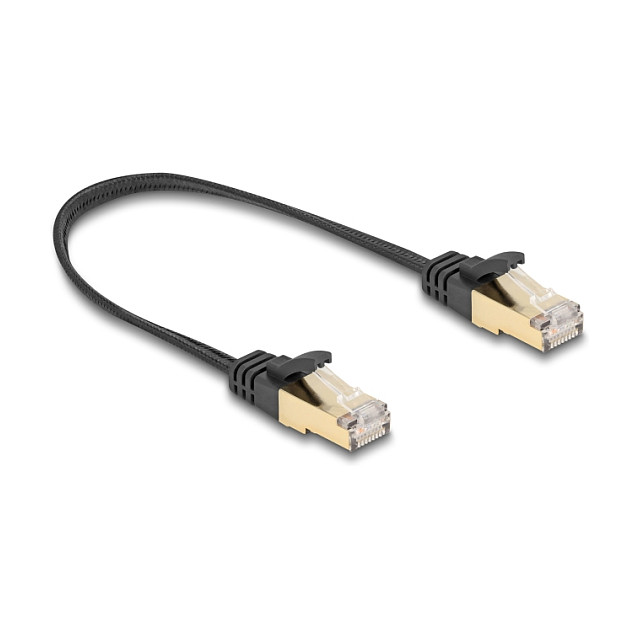 Mrežni kabel DELOCK Cat.6A U/FTP 0.25m crni (plosnati, pleteni)-1