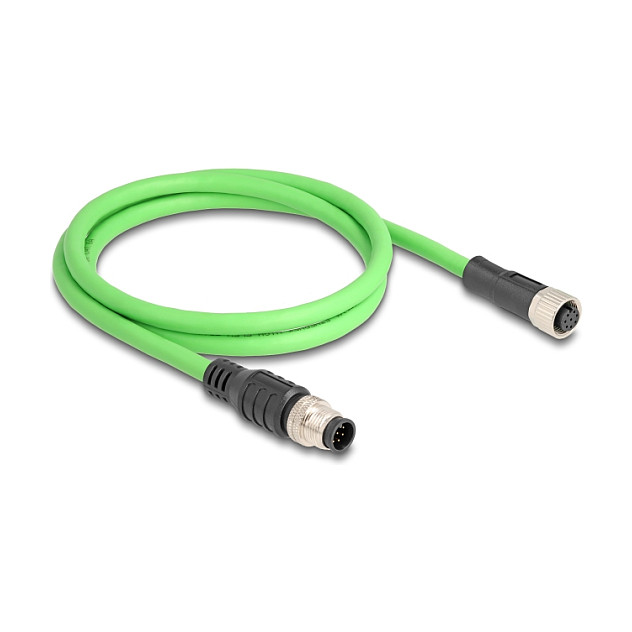 M12 Kabel DELOCK 80401 (A-kodiran, 8-pinski, M/Ž, PUR, 1 m)