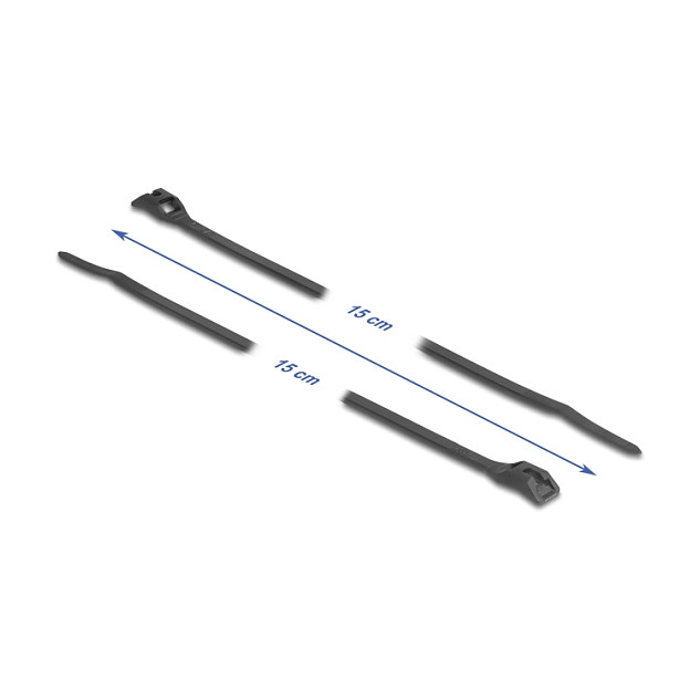 Set vezica za kabele DELOCK s ravnom glavom 150 x 3.6 mm (100 kom, crne)-1