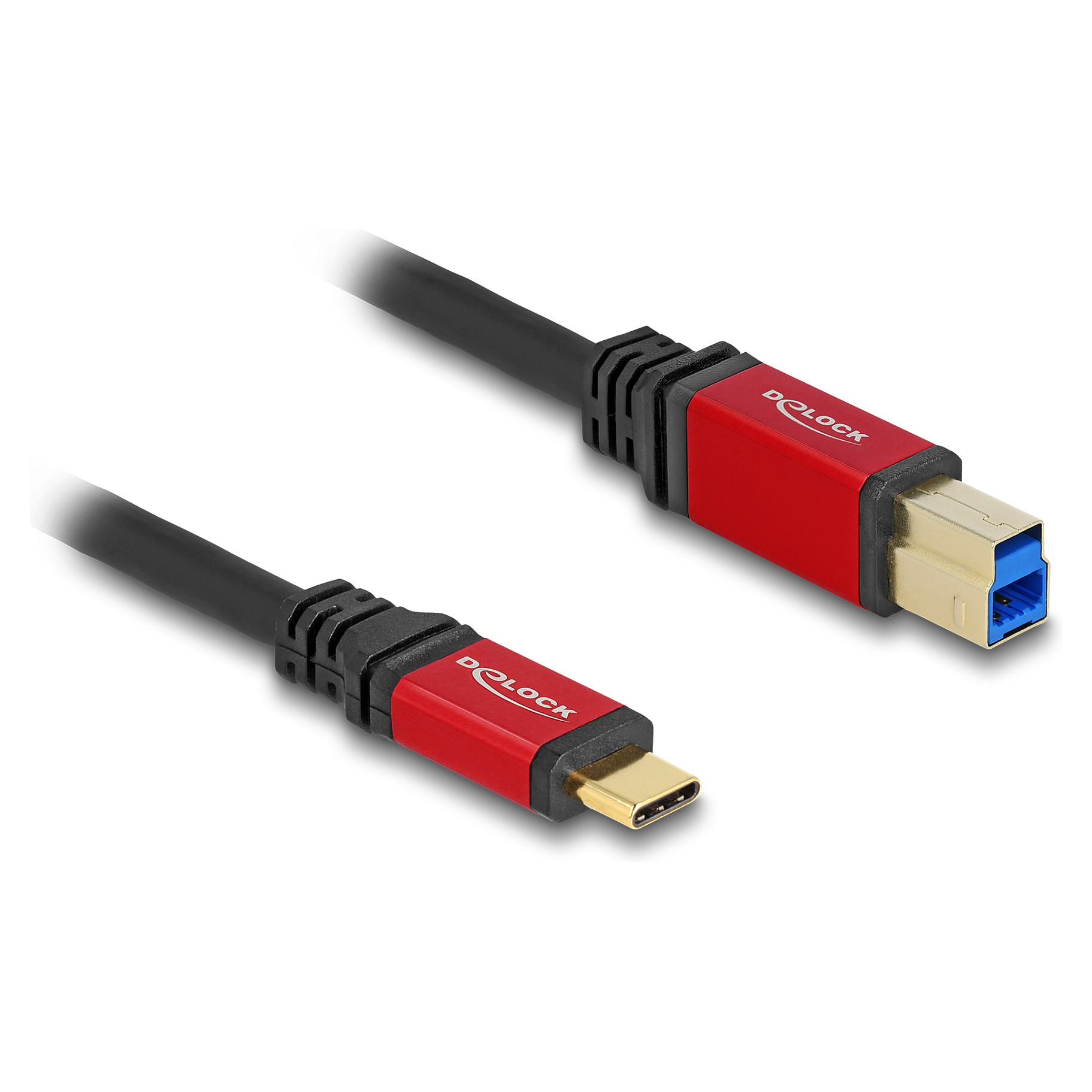 USB kabel DELOCK USB-C na USB-B (5 Gbps, 1 m, crveni, metalno kućište)-0