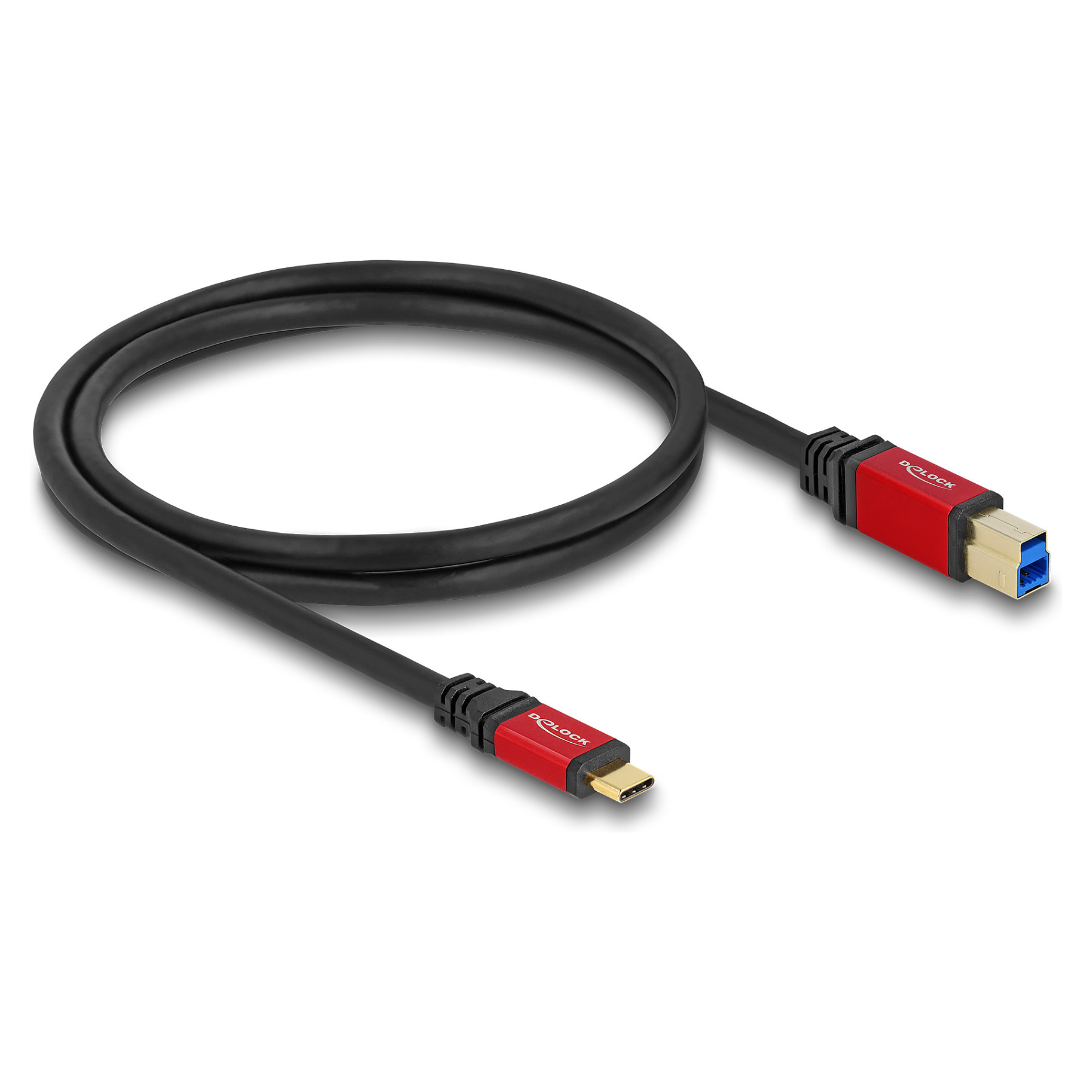 USB kabel DELOCK USB-C na USB-B (5 Gbps, 1 m, crveni, metalno kućište)-1