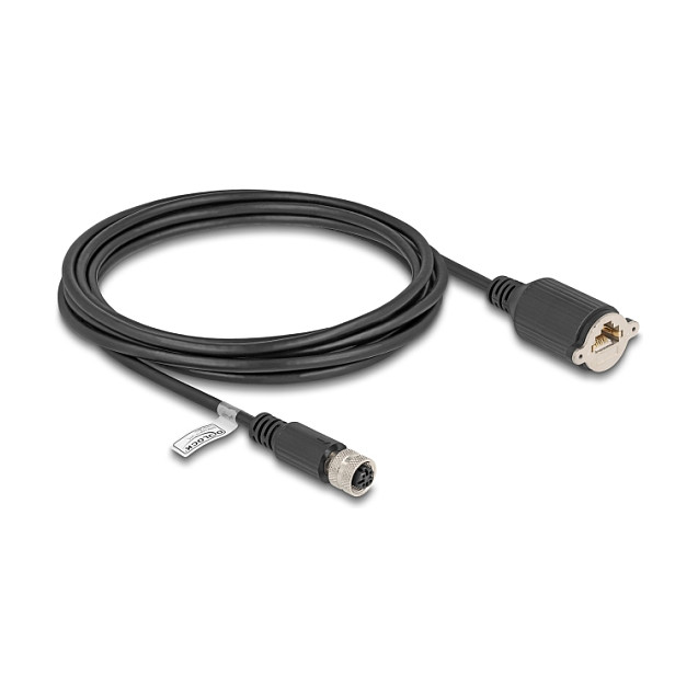 Mrežni kabel DELOCK M12 na RJ45 (D-kod, 4-pin ženski na ženski, Cat.5e FTP, 3m, IP67)-0