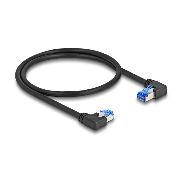 Mrežni kabel DELOCK Cat.6A S/FTP (0.5m, kutni konektori, crni)-0