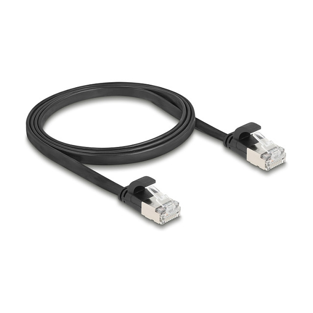 Mrežni kabel DELOCK RJ45 Cat.6A U/FTP 1m (flat, crni)-1