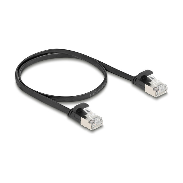 Mrežni kabel DELOCK 81162 RJ45 (Cat.6A, S/FTP, plosnati, 0.5 m, crni)-1