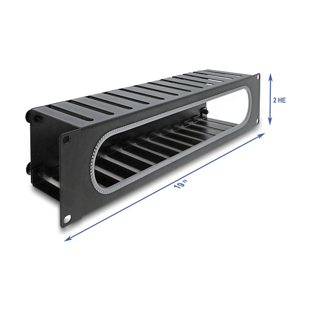 Panel za kabele DELOCK 19" 2U s otvorom i zaštitom rubova crni (67279)