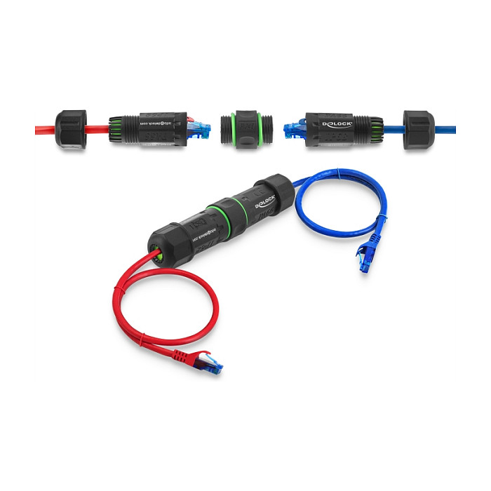 Mrežni konektor DELOCK 90098 RJ45 na RJ45 Cat.6 (IP68, M16 navoj)