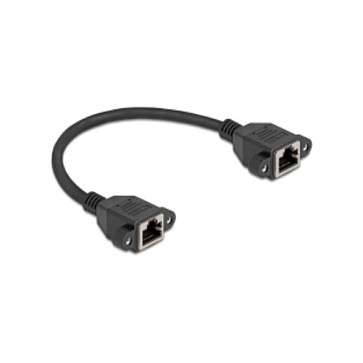 Mrežni produžni kabel DELOCK Cat.6A S/FTP RJ45 (Ž) na RJ45 (Ž) 0.25m plosnati crni