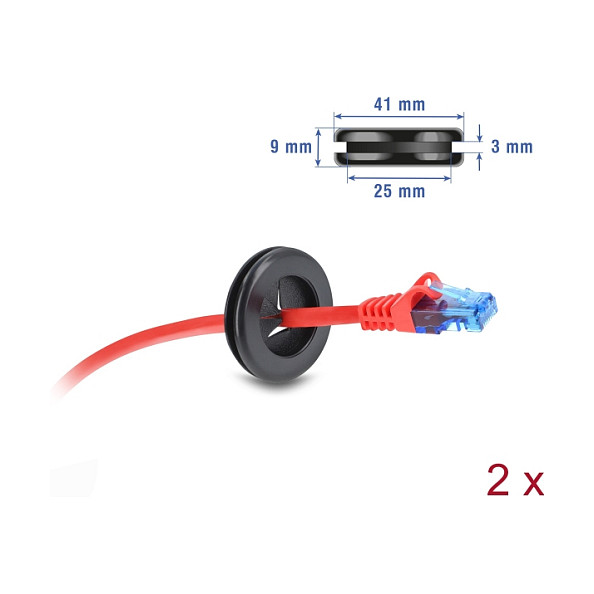 Kabelska uvodnica DELOCK gumena okrugla Ø 30 mm (crna, 2 komada)-2