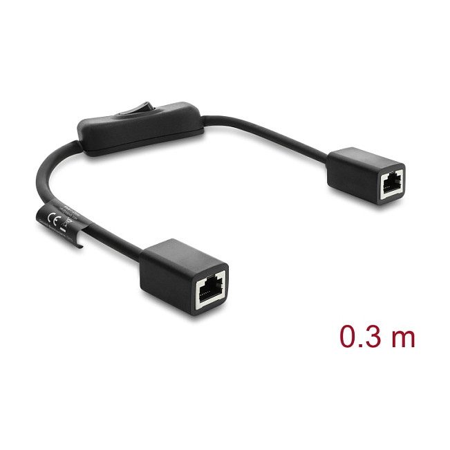Mrežni kabel s prekidačem DELOCK RJ45 Cat.6 F/UTP (0.3m, On/Off prekidač)