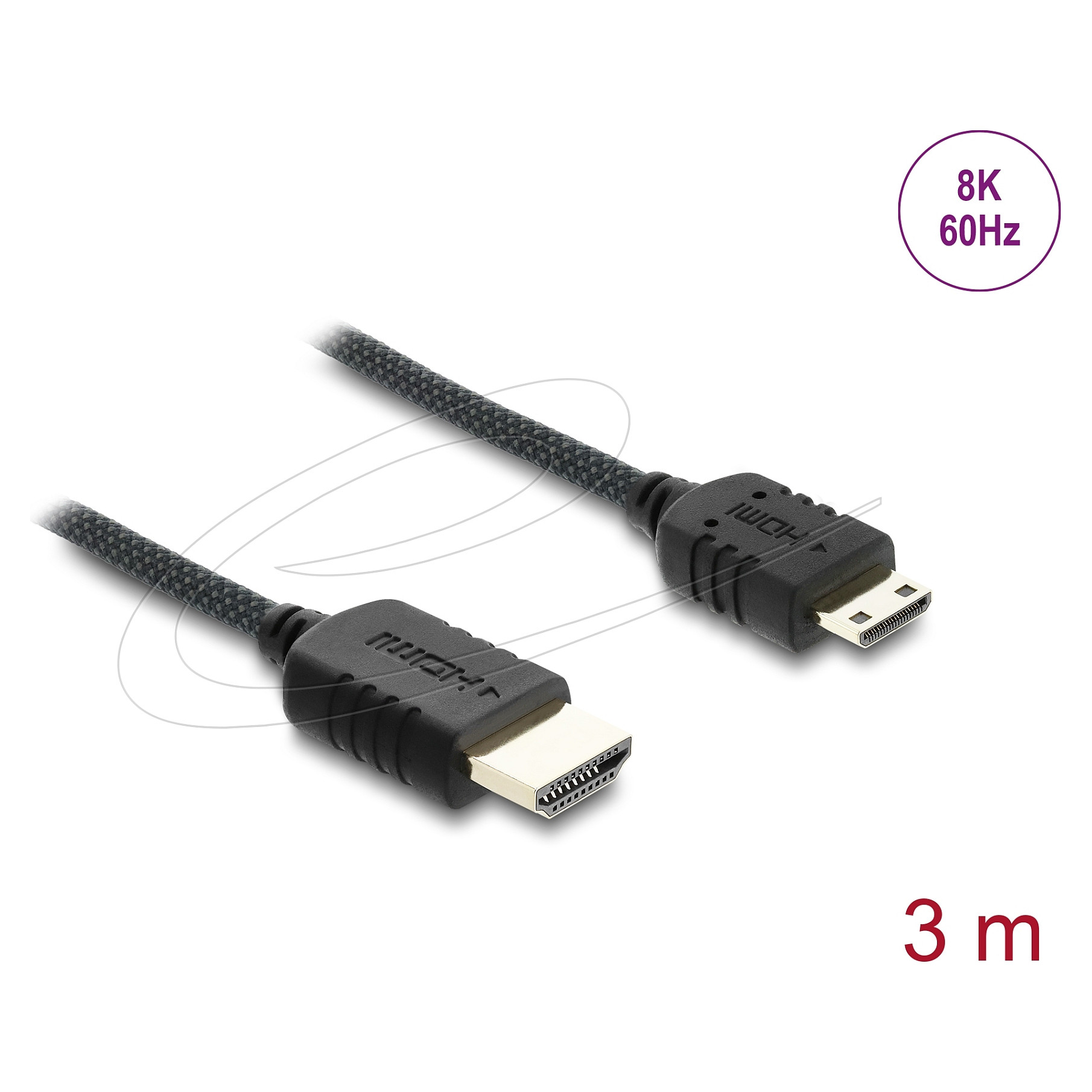 HDMI kabel DELOCK 81689 (HDMI na Mini HDMI, 8K 60Hz, 3m, pleteni)-1