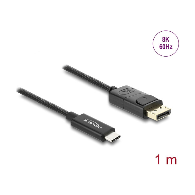USB-C na DisplayPort kabel DELOCK 81701 (1m, 4K 60Hz, DP Alt Mode, pleteni)-1