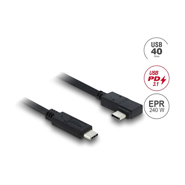 USB-C kabel DELOCK 81710 (USB4 40 Gbps, PD 3.1 240W, 8K@60Hz, kutni, 1 m)-1