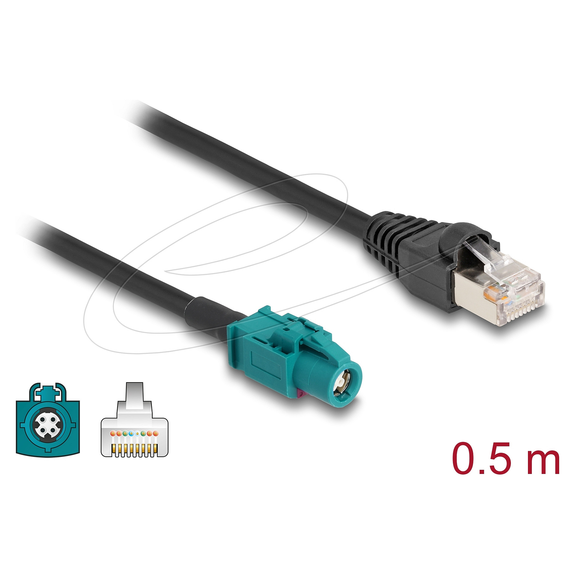 HSD Kabel DELOCK HSD Z ženski na RJ45 muški (0.5 m, 100 Ohm, Automotive)-1