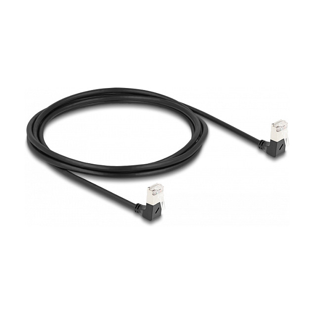 Mrežni kabel DELOCK Cat.6A S/FTP Slim (2m, 90° kutni konektori, crni)-0