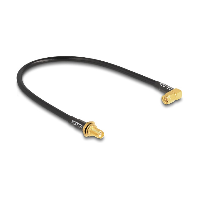 Antenski kabel DELOCK SMA ženski (ugradbeni) na SMA muški 90° RG-58 (30 cm, 50 Ohm, otporan na prskanje)-1