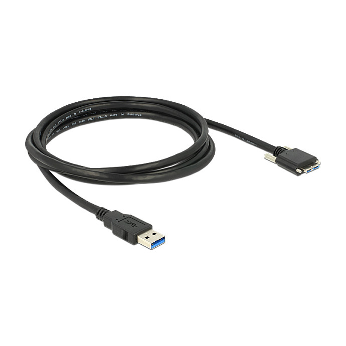 USB kabel DELOCK Type-A na Micro-B s vijcima (2 m, 5 Gbps, za industrijske kamere)