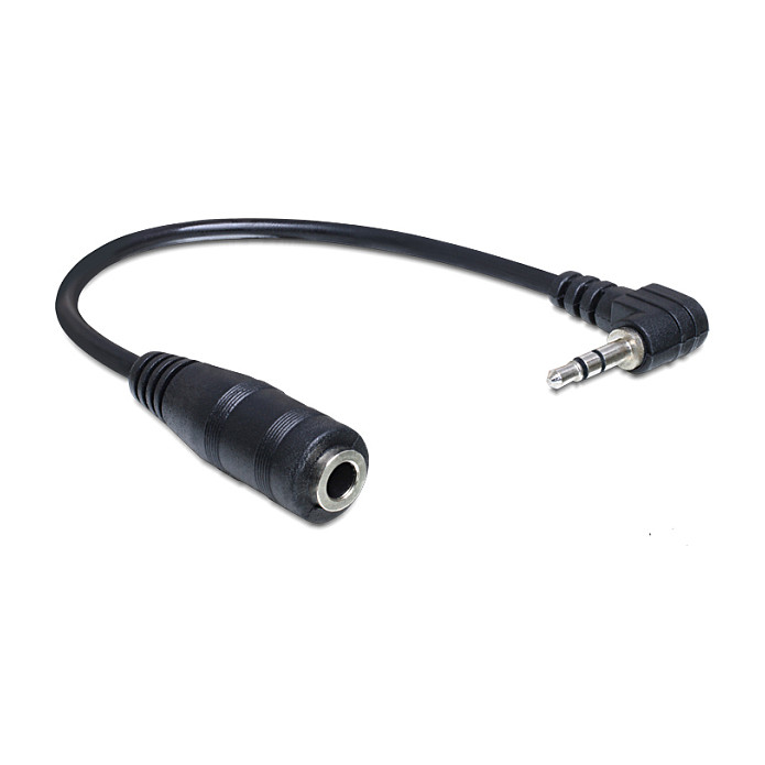 Audio adapter kabel DELOCK 2.5mm 3-pin muški (kutni) na 3.5mm 3-pin ženski, 14 cm (65397)