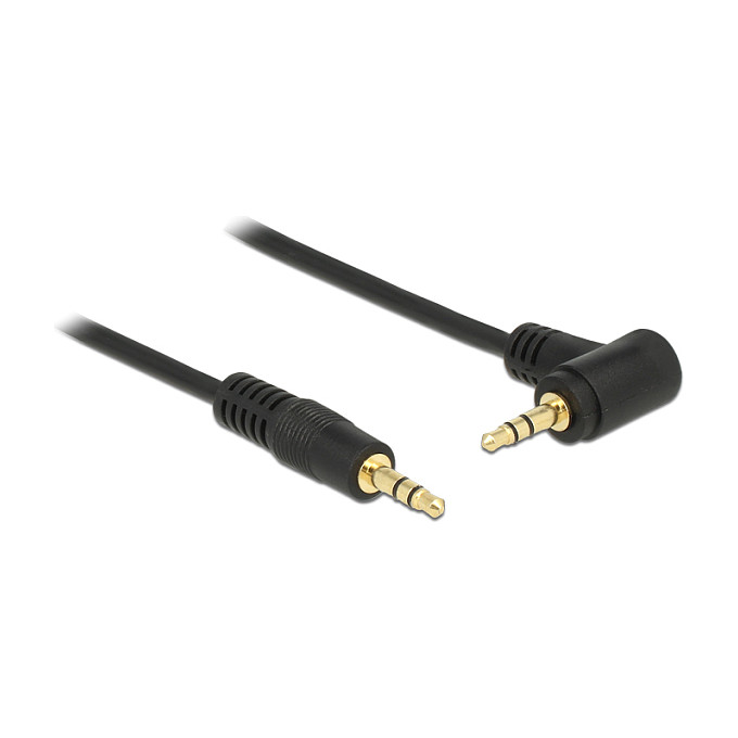 Audio kabel DELOCK 3.5mm 3-pinski stereo, muški na kutni muški, 0.5m, crni-0