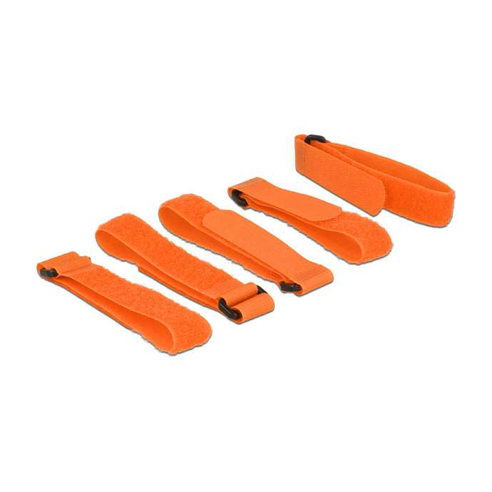 Set vezica za kabele DELOCK Velcro s omčom (300 x 20 mm, 5 kom, narančaste)