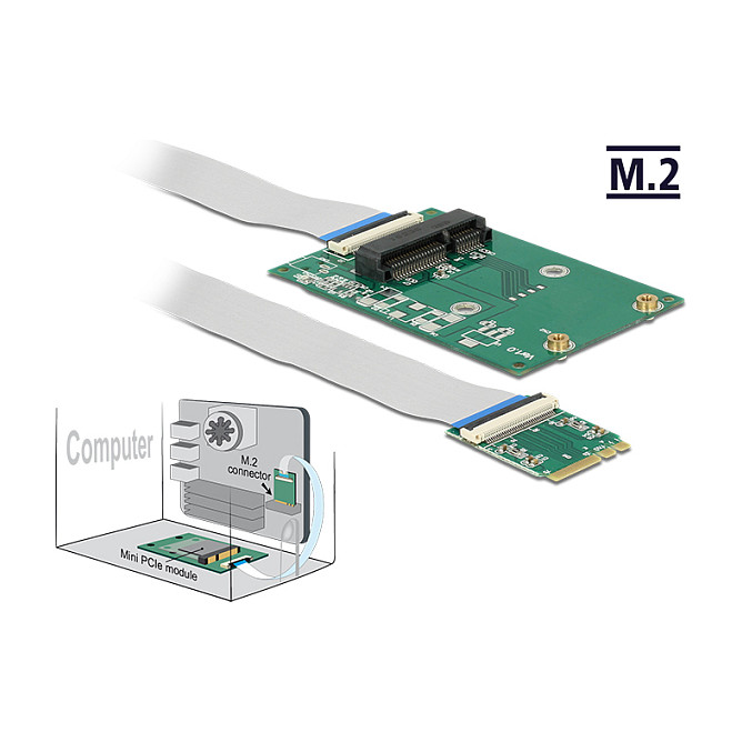 Adapter DELOCK 62848 M.2 Key A+E na Mini PCIe (fleksibilni kabel 15 cm)-3