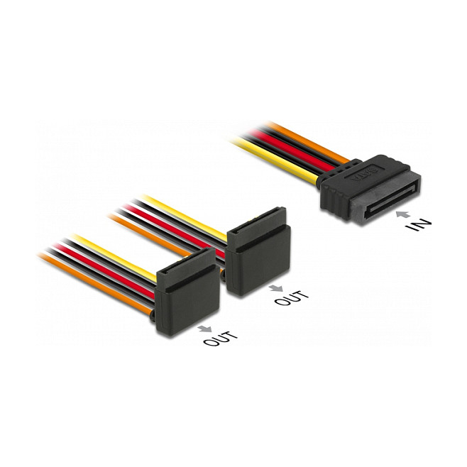 SATA Power Y-kabel DELOCK 60170 (15-pinski muški na 2x 15-pinski ženski, 15 cm)-1