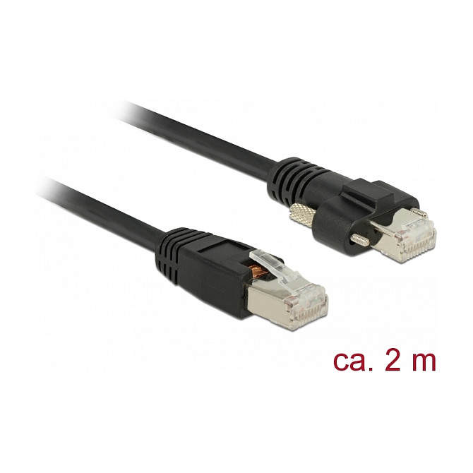 Mrežni kabel DELOCK 85668 GigE Camera (RJ45 na RJ45 s vijcima, Cat.6 S/FTP, 2 m)-1