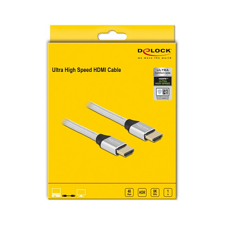HDMI kabel DELOCK Ultra High Speed 1m (8K 60Hz, 48 Gbps, certificiran) srebrni-2